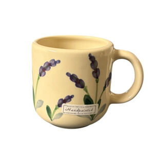 Emerson Creek Pottery NEW Hand Painted Lavender Flower Ceramic Coffee Mug